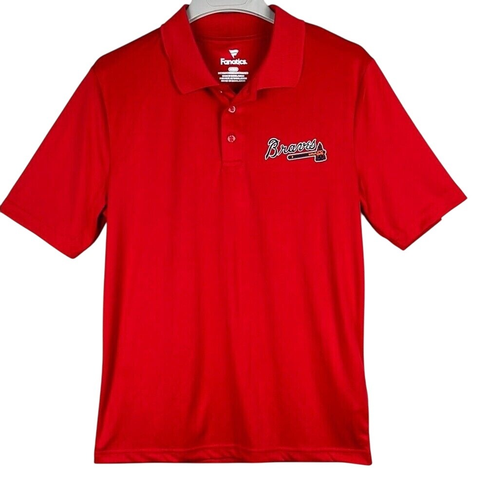 Fanatics Short Sleeve Polo Shirt Atlanta Braves MLB Men's Size Medium Red